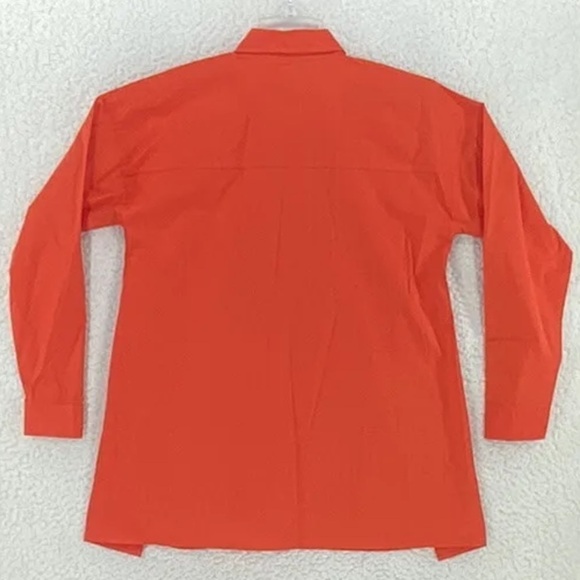 Eileen Fisher Top XS Orange Coral Long Sleeve Button Shirt Organic Cotton Blend - Picture 5 of 15